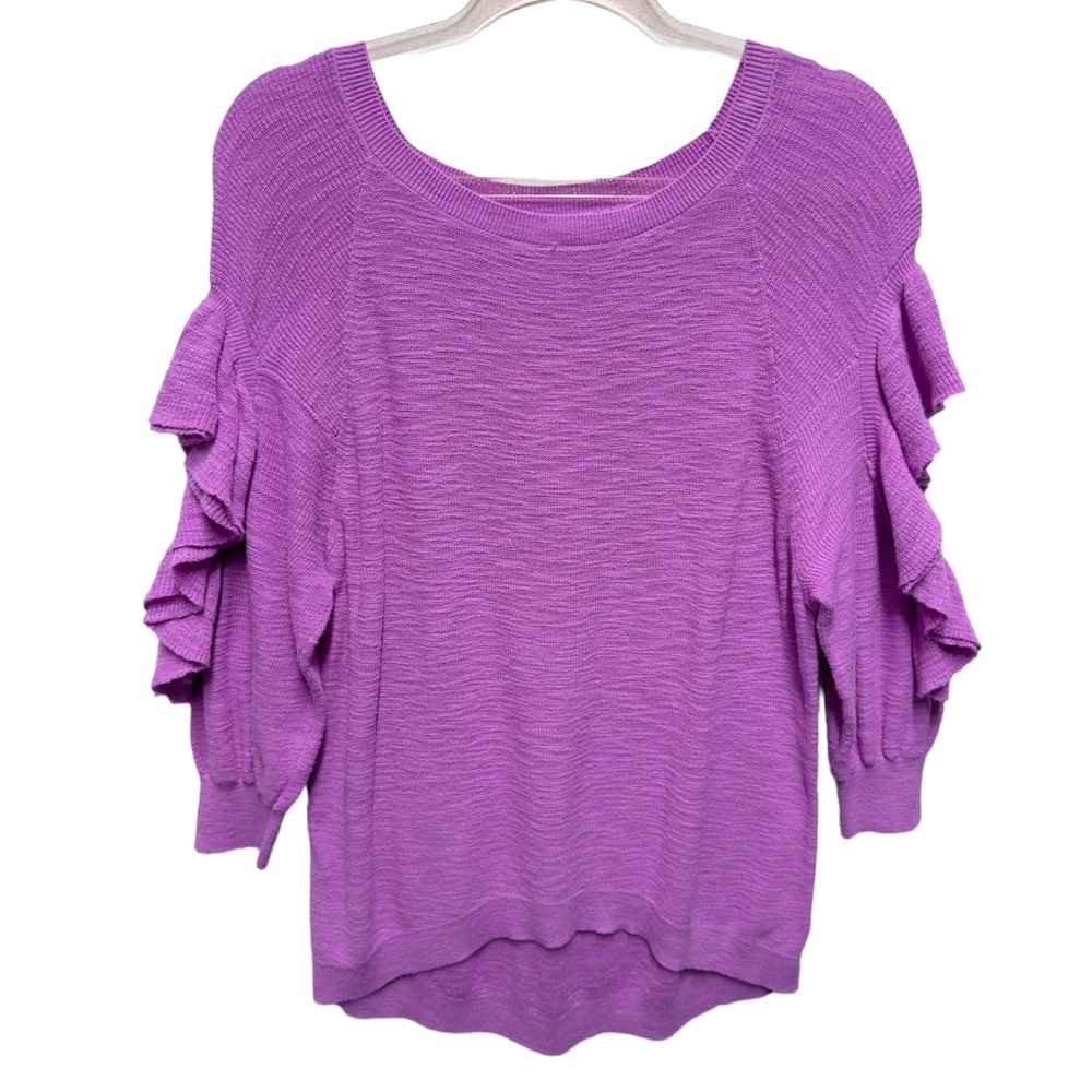 Pure Cotton Rayon Knit Top Ruffle Off Shoulder Sweater
